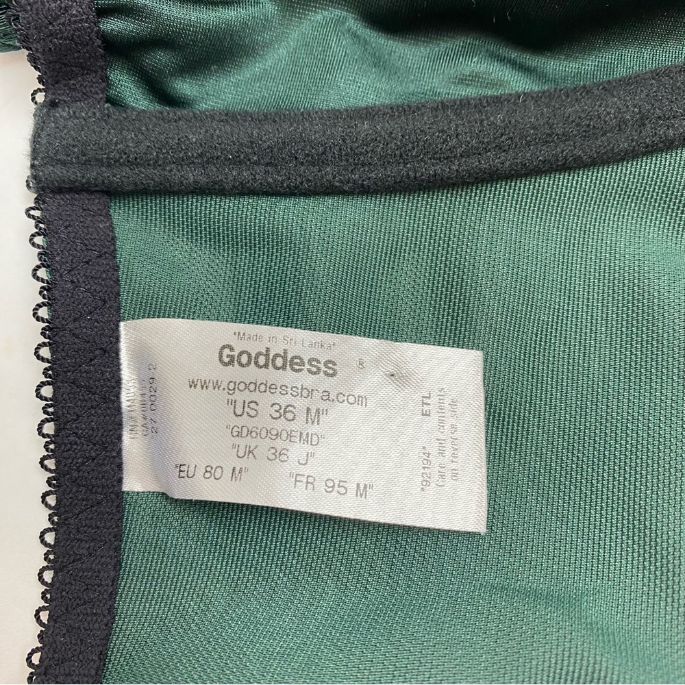Goddess Keira Banded Underwire Bra Green Black GD6090 36M Satin - Picture 3 of 7